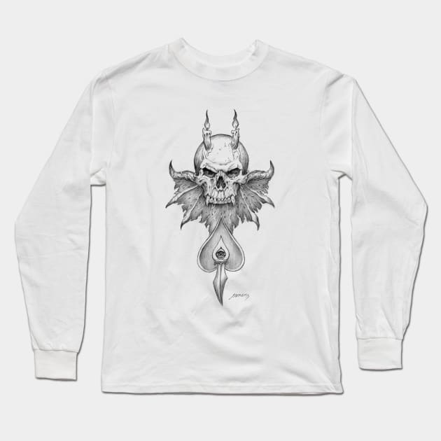 Demon Skull Long Sleeve T-Shirt by Paul_Abrams